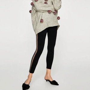 ZARA Knit Fishnet Mesh Side High Rise Leggings M